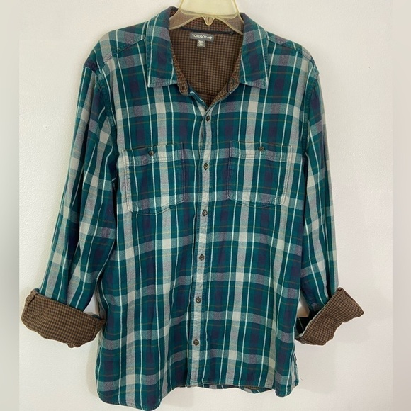 Toad&Co Other - Toad&Co Dually Plaid Flannel Shirt Organic Cotton Size XL Double Layer Green